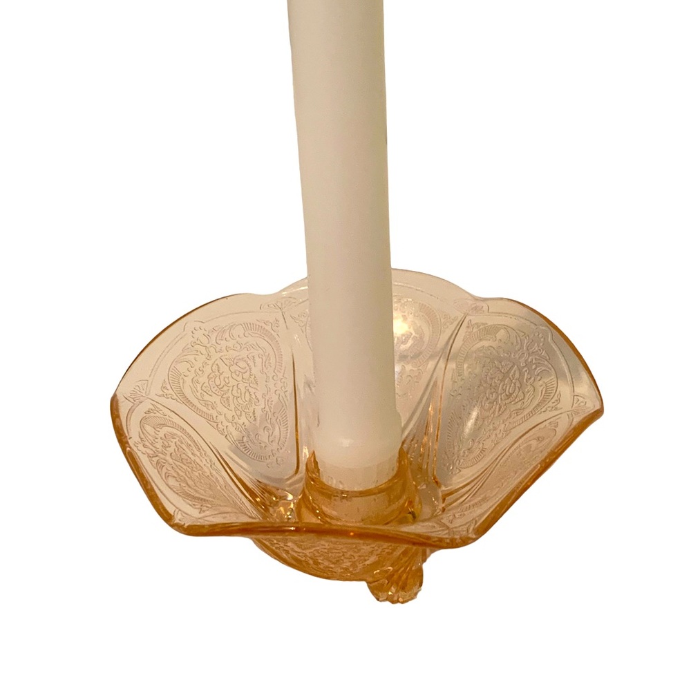 Vintage Pink Depression Glass Candle Holder